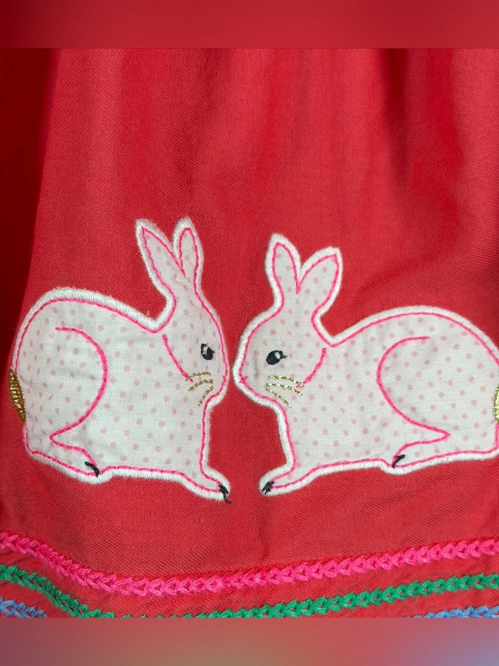 MINI BODEN Girls Coral Bunny Appliqué Skirt - 7-8Y